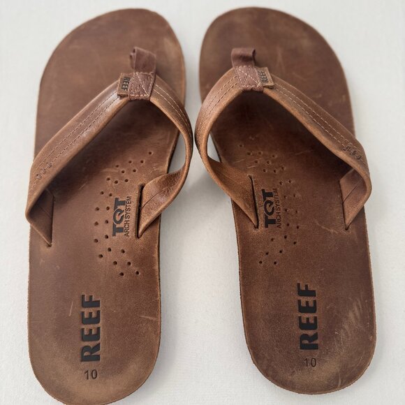 Reef Men's Draftsmen Leather Sandals Size 10 - Picture 1 of 2